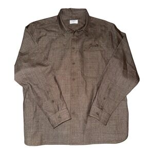 Percival Auxiliary Routine Shirt Mens L Brown Wool Blend‎ Long Sleeve Button Up